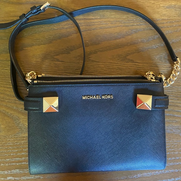 Michael Kors Black and Gold Crossbody Bag - Picture 1 of 8